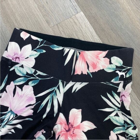 Pink by Victoria’s Secret Tropical Print Mesh Stripe Leggings Black Pink XS - Picture 6 of 9